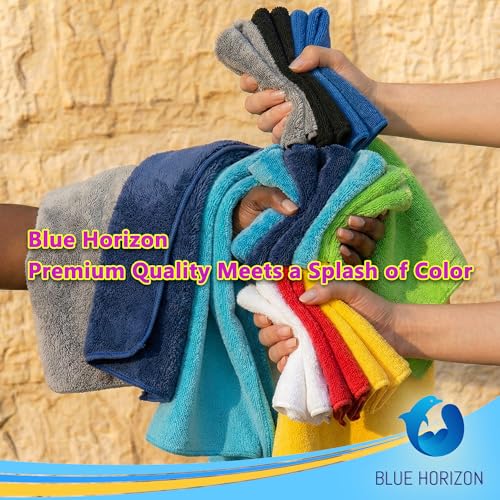 Blue Horizon Microfiber Cleaning Towels, Pack of 24, Ultra Soft Plush Washcloth, All Purpose Premium Microfiber Detailing Cleaning Cloths (16" x 16", Gray) - color: Gray