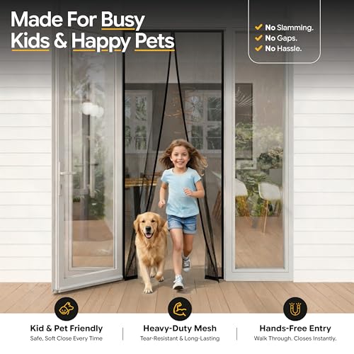 AUGO Magnetic Screen Door Mesh, Heavy Duty, Hands Free, 38 x 97 Inch - size: 38" x 97"