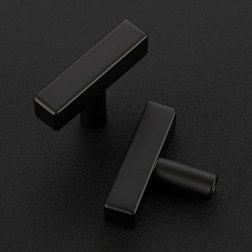 5 Pack Black Cabinet Knobs, 2in Length T-Square Bar Drawer Pulls - color: Matte Black, size: 5 Pack, style: Sqaure Bar