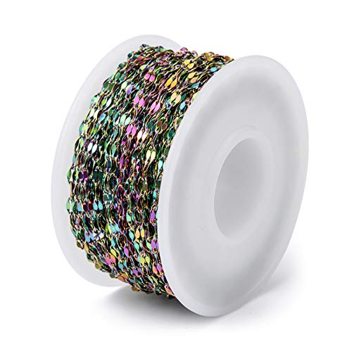Craftdady 32 Feet Stainless Steel Hollow Oval Link Chains Multi-Color Cable Cross Chain 4.5x2.5mm with Roll Spool for Bracelet Necklace Earring Jewelry Making - color: Colorful, 4.5x2.5mm