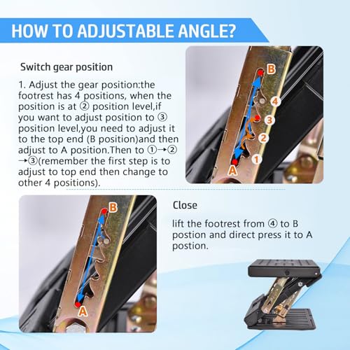 Under Desk Footrest, 4-Level Height Adjustable 12Modes Foldable Footrest - color: Black