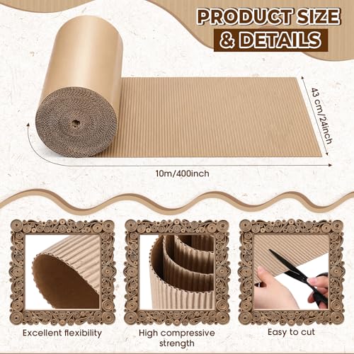 MotiMind Corrugated Cardboard Roll, 17 x 400 Inch Single Face Cushioned - color: Brown, size: 17 x 400 Inches