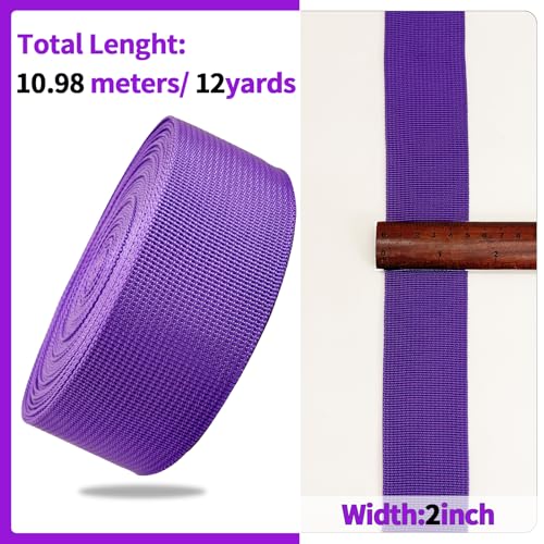2" Purple Wide Webbing Straps 12yd for Lawn Chair,Bag &Sewing - color: Purple 18