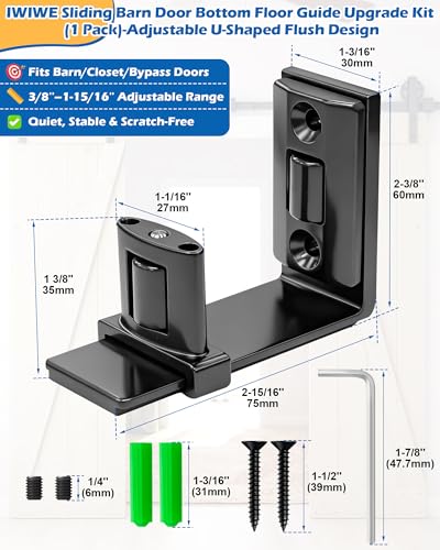 IWIWE U‑Shape Sliding Barn Door Floor Stopper, Bottom Floor Guide 1 Pack - size: U-Shape Guide - 1 Pack