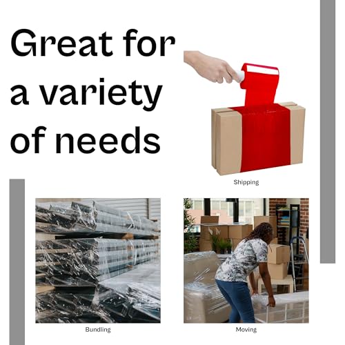 PSBM Dark Red Mini Stretch Film/Wrap with Handle 5" x 1000' 80 GA 12 Rolls - color: Red, size: 5 Inch