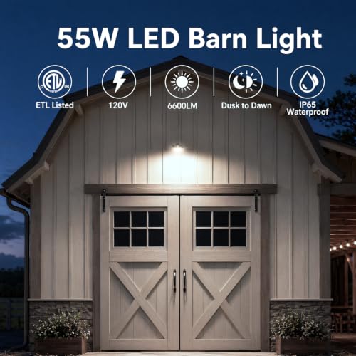 CINOTON 55W 6600LM LED Barn Light, 5000K, ETL Listed, Brown, 1 Pack - color: Brown