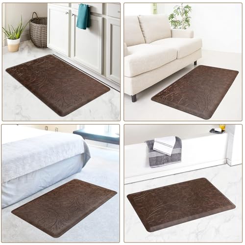 KMAT 2PCS Kitchen Mat Cushioned Anti-Fatigue Comfort Standing Mat Rug - color: Brown, size: 1'5" x 2'4"+1'5" x 2'4" (Rectangular)