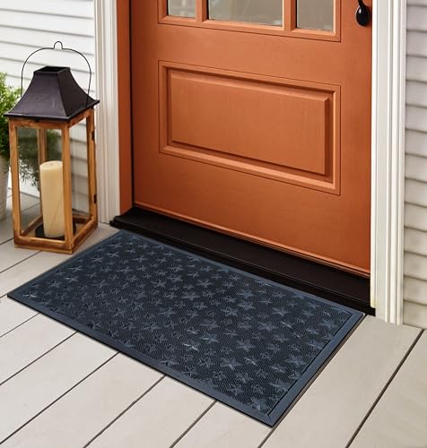 A1HC Rubber Welcome Doormat for Outdoor Indoor Entrance, Non-Slip Backing Front Door Mat for High Traffic Area Use, Fun Designed Entrymat, 24"x39" Pin Mats - color: Silver Stars