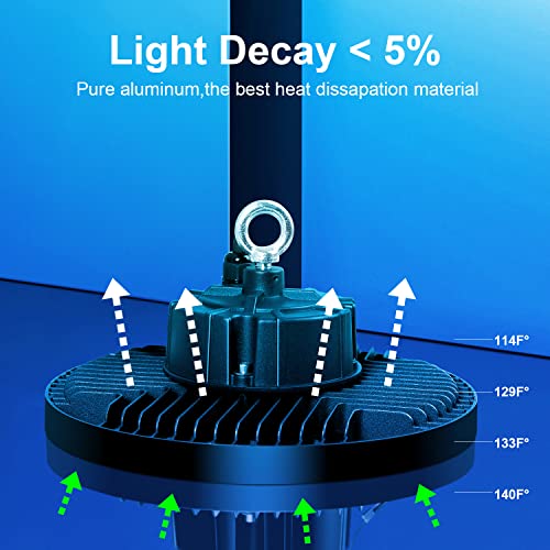 ledmo UFO LED High Bay Lights, High Bay LED Shop Lights,100W-14000lm-5000K-100-277V-Black - size: 100W