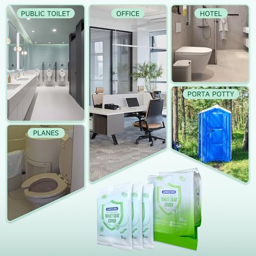 Disposable Toilet Seat Covers, 20 PCS Individually Travel Pack, XL Waterproof & Adhesive Secure Fit for Public Restrooms, Airplane & Office Use - size: 20