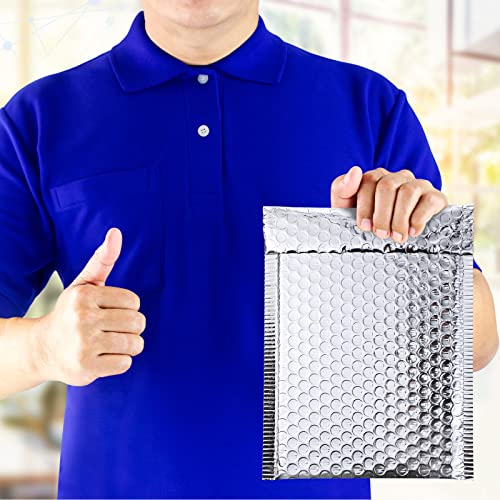 Outus 50 Pcs Bubble Mailers 3 Sizes, Bubble Shipping Envelopes, Silver - color: Silver
