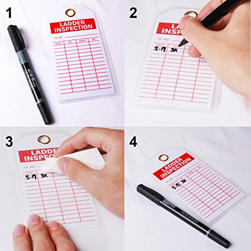 Lionshop Ladder Safety Inspection Tags, Inspection Record Kit, Accident Prevention Tag, Double-Sided Inspection Tag, 5.75" x 3", 0.375" in Brass Eyelet Size, Red Ink on White, Polyester (Pack of 50) - color: Ladder Inspection Record Tag, size: 50PACK