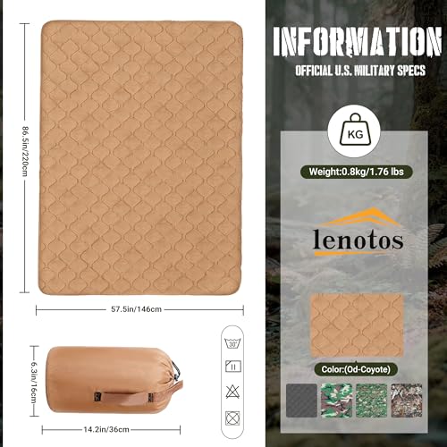 Lenotos Woobie Blanket, Thermal Insulated Military Poncho Liner, Water-Resistant, Portable, Insulation, for Hiking, Survival with Compression Carry Bag (Od - Coyote) - color: Od-coyote