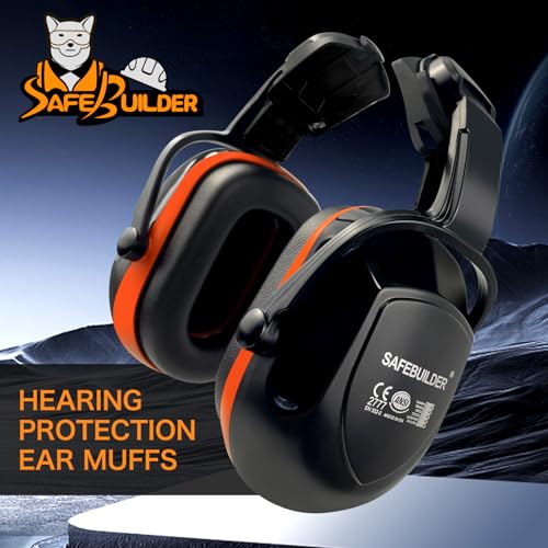 SAFEBUILDER 30dB Ear Muffs Hard Hats Type Safety Earmuffs For Safety Helmet Hearing Protection Earmuffs ANSI S3.19 - color: Black Cb Orange