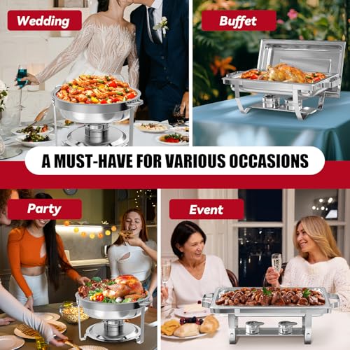 IMACONE Chafing Dish Buffet Set, 6 Pack, 5QT Round & 8QT Rectangle - size: 6-Pack