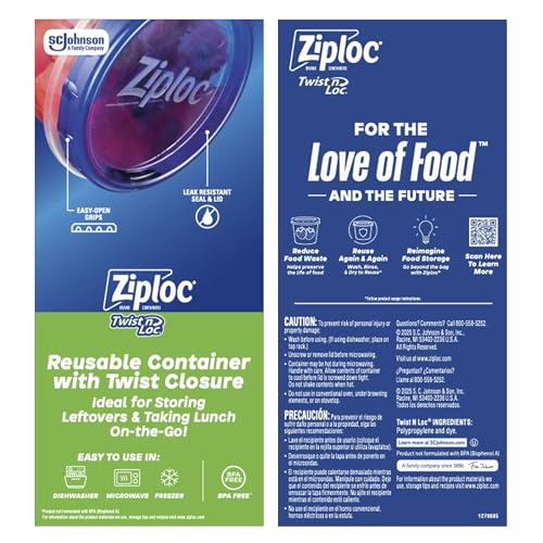 Ziploc Twist N Loc Leak-Proof Food Storage Containers, Small, 9 Count