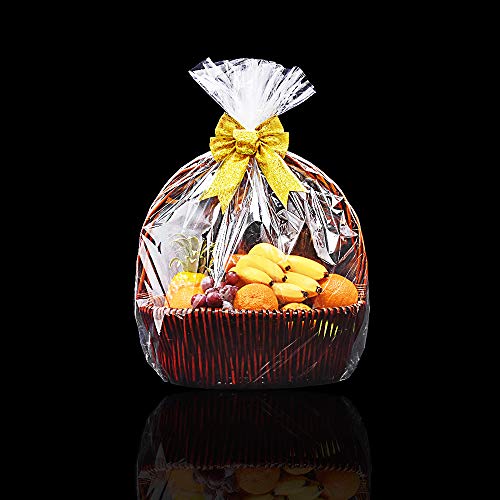 LazyMe Large Shrink Wrap Bags for Gift Baskets, 32x40 Inch, 20 Pcs