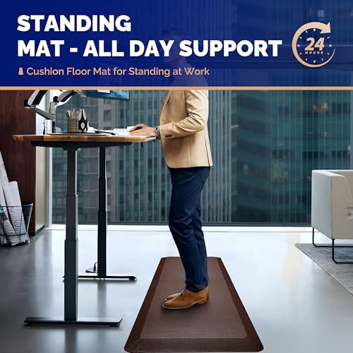 FEATOL Anti Fatigue Mat for Standing Desk & Kitchen Floor, 9/10 Extra Thick - color: Brown, size: 32"L x 20"W x 0.9"Th