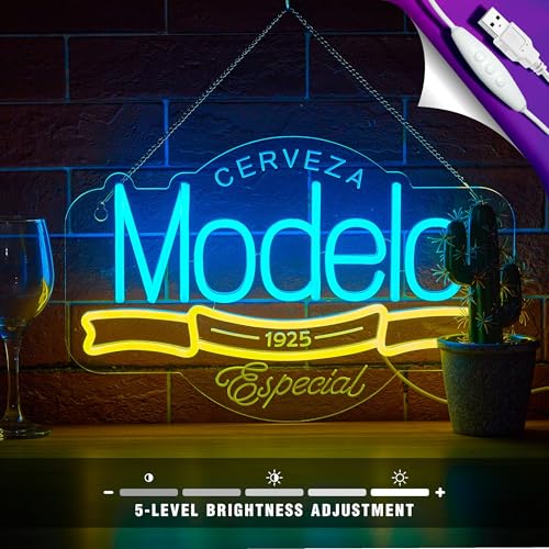 Model Neon Sign for Wall Décor Beer Light Up Signs Cerveza Neon for Bar Man Cave Pub Home Store Party Club Bistro Neon Beer LED Lights Decor Gifts - color: Blue