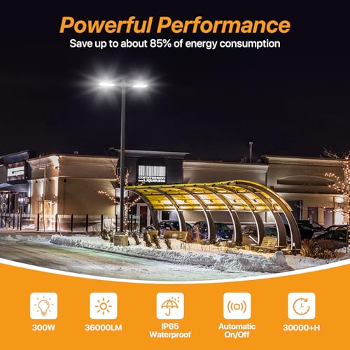 300W LED Parking Lot Light: 36000LM, 120LM/W 5000K Arm Mount 2Pack - size: 300W 2PACK