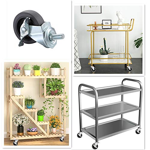 Caster Wheels, 3" Locking Swivel Threaded Stem Casters Set with Brake of 64 - color: Grey, size: Grey-64pack