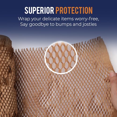 Honeycomb Packing Paper For Moving 12" x 35ft With Rope & Fragile Stickers - size: 12" x 35ft
