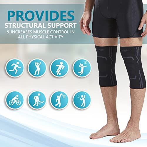 Bodyprox Knee Compression Sleeve for Men and Women (2 Pack), Knee Support Brace for Running and Work out (Small) - size: Small