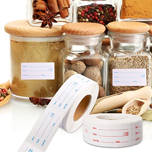 2 Rolls 1000 Pieces Removable Food Labels, 1 x 2 Inch