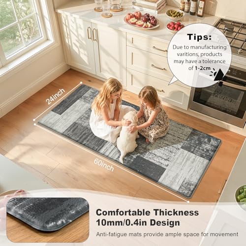 LOKHOM Kitchen Floor Mat, Cushioned Anti Fatigue Runner Rug 24x59 Grey - color: Grey