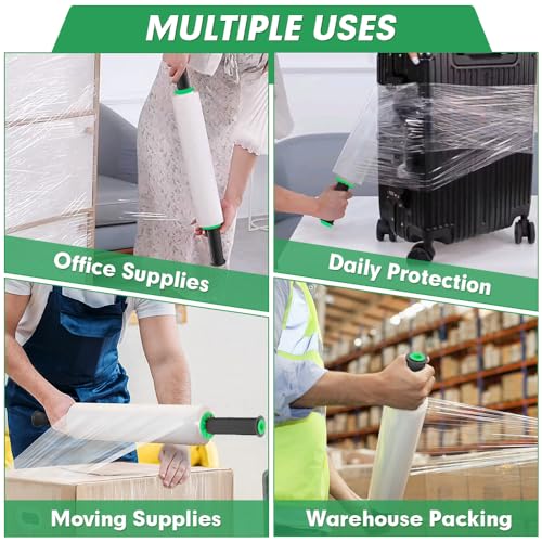 Stretch Film, KAMOTA Stretch Wrap with Handles Industrial Strength, Moving Wrapping Plastic Roll, Shrink Wrap for Pallet Wrap, 15" x 1000 Feet, 4 Pack, 60 Gauge - size: 4 PACK