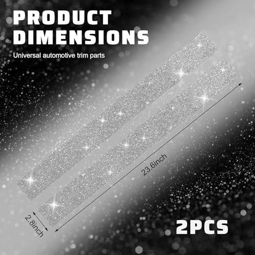 2 PCS Bling Car Door Sill Protector, Shiny Rhinestone Auto Door Entry Guard Bumper Anti-Scratch Strip, Crystal Threshold Sticker Cuttable Trunk Edge Protector (White, 23.6 × 2.8 inches) - color: White, size: 23.6 × 2.8 inches