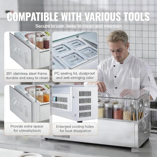 Refrigerated Condiment Station 130W 304SS - size: Medium