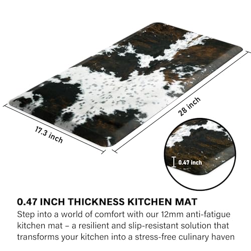 Tyrot Cowhide Kitchen Mat Cushioned Anti Fatigue, 17.3x28 - size: 28"L x 17.3"W x 0.5"Th