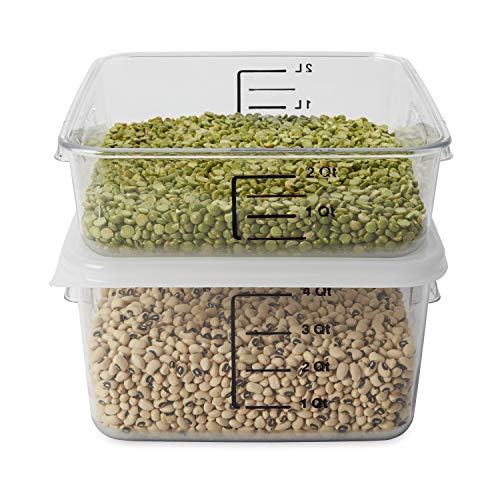 Rubbermaid Commercial Products-FG630400 Plastic Space Saving Square Food Storage Container For Kitchen/Sous Vide/Food Prep, 4 Quart, Clear, LID SOLD SEPARATELY (Pack of 2) - size: 4 Qt. (Pack of 2), style: Container