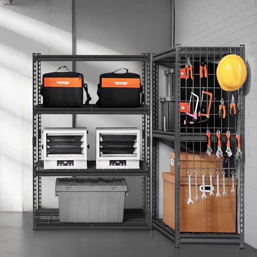 VEVOR Storage Shelves, 2400 lbs, 4 Tier Heavy Duty Garage Shelving, 20" D x 40" W x 60" H Adjustable Metal Shelves for Industrial Shelving Unit Utility Shelf, for Kitchen, Warehouse, Basement, Black - color: Black, size: 20" D x 40" W x 60" H