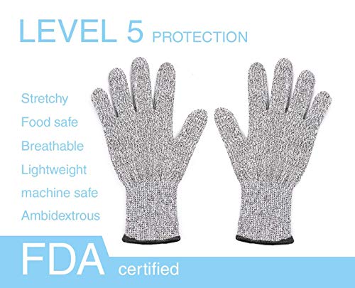 Cut Resistant Gloves Food Grade Level 5 Hand Protection,Kitchen Cut Gloves for Oyster Shucking,Fish Fillet Processing,Mandolin Slicing,Meat Cutting,Wood Carving (X-Large) - size: X-Large (1 Pair)