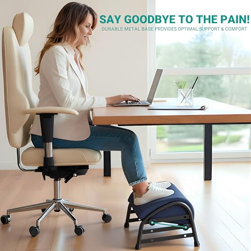 YEASHEIN Adjustable Foot Rest for Under Desk at Work, Ergonomic Foot Stools - color: Blue