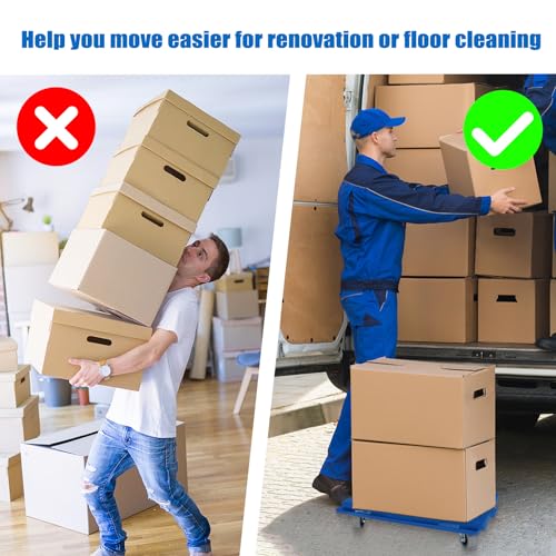4 Pack Furniture Dolly 4 Wheels Upgraded Dollies Connectable with 4 Wheels Small Flat Dolly Cart with 500 LBS Capacity for Heavy Appliance, Blue - color: Blue, size: 4 Pack