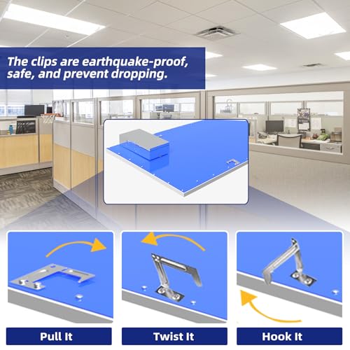 WYZM 4 Pack LED Flat Panel Light Drop Ceiling Office Fixture,7800LM - size: 4-pack 2X4FT panel