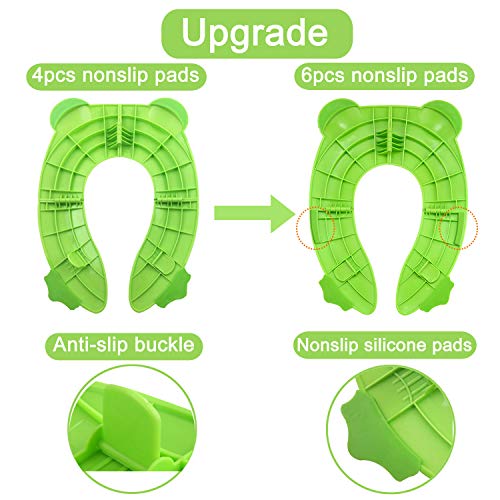 PandaEar Toilet Seat Cover | Folding Travel Toilet Seat for Children and Potty Training | Portable Silicone Toilet Seat for Toddlers, Boys & Girls with Non-Slip Silicone Pads - color: Green