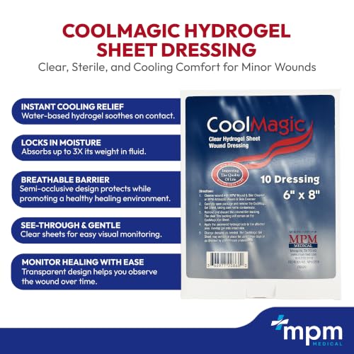 MPM Medical CoolMagic Hydrogel Sheet Dressing for Wounds, Ulcers & Burns