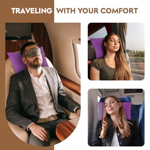 Small Shredded Memory Foam Pillow, Camping Pillow Travel Pillow - Compressible Medium Firm, Breathable Cover, Ideal Backpacking Hiking, Airplane and Car (Purple, M) - color: Purple, size: M-17.7 X 13.8 Inch