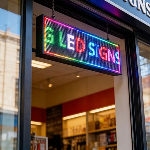 Led Sign Outdoor Programmable Scrolling Digital Open Neon P10 39''x14'' - color: Full Color, size: 39''X14''