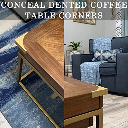 Gold Box Corner Protectors Metal for Furniture Decorative Table Corner Brackets 2.56'' Corner Cover Rustproof Zinc Alloy Desk Edge Corner Guard with Matching Nails (4Pcs) - size: Gold