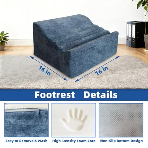Under Desk Footrest, Multi-Functional Footrest with Portable Handle - color: Denim Light Blue