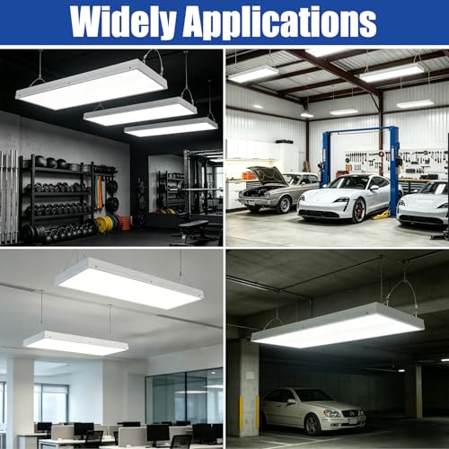 200W LED Linear High Bay Shop Light, 24000LM High Bay Led Shop Lights, 5000K Linear Hanging Shop Light, 600W-800W HPS Eqv., 100-277V Commercial Hanging Lamp for Garage Warehouse