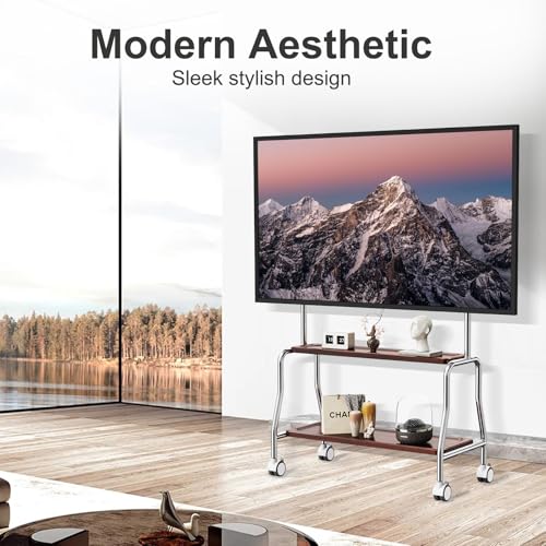 Easel Rolling TV Stand for 32-75" TVs, Stainless Steel TV Cart with Shelf - size: Style 4