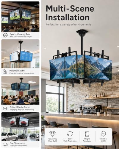 4 TV Ceiling Mount for 32 to 65 inch Screens, Holds 440 lbs