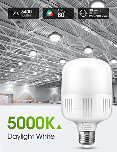 L LOHAS LED Super Bright Light Bulbs, High Lumen Garage E26 LED Bulb - color: Daylight White