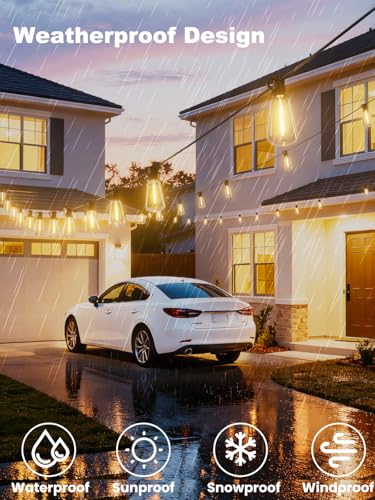 Svater Outdoor String Lights 60 FT, Patio Light Waterproof 32 LED Bulbs - size: 60FT